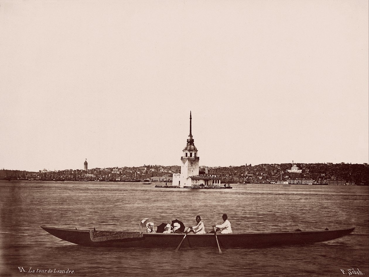 Bostadsområdena Kız Kulesi, Galata och Fındıklı av Pascal Sébah