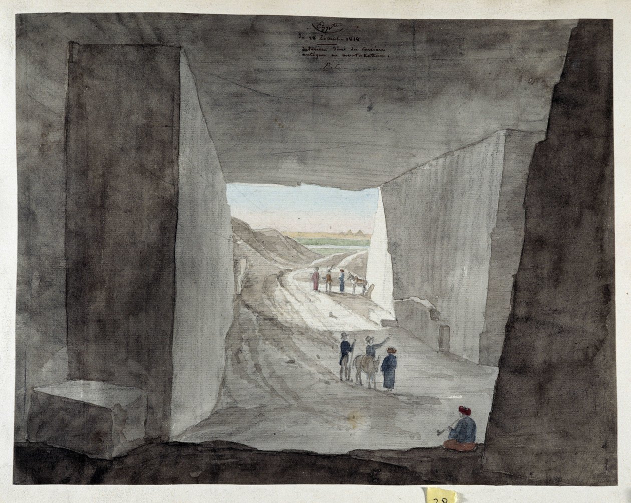 Egypten. Interiörvy av ett stenbrott på berget Kattan av Pascal Xavier (after) Coste