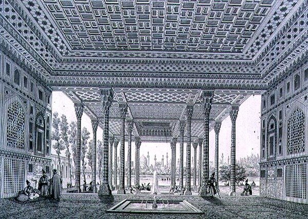 Interiörvy av Spegelpaviljongen, Isfahan, skylt 35 från 