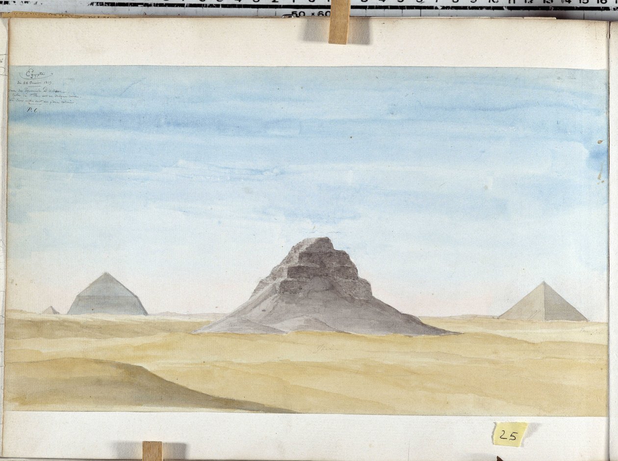 Utsikt över pyramiden i Dachour. Teckning av Pascal Coste (1787-1879) Museum of Mediterranean Archaeology, Marseille av Pascal Xavier (after) Coste