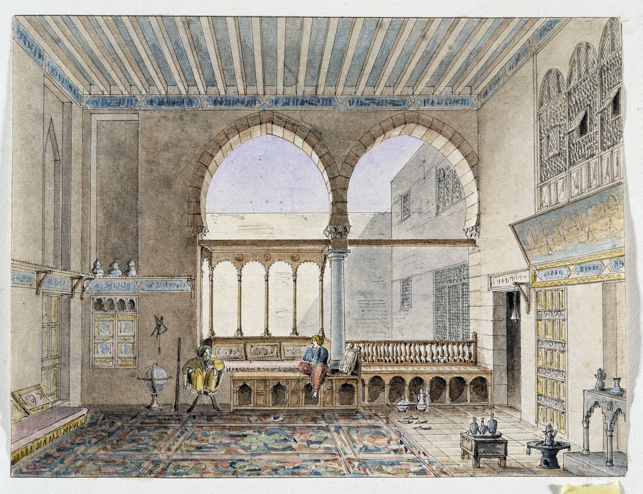Utsikt över det inre av Sheik Jabarti-palatset. Akvarell av Pascal Coste (1787-1879) Museum of Mediterranean Archaeology, Marseille av Pascal Xavier (after) Coste
