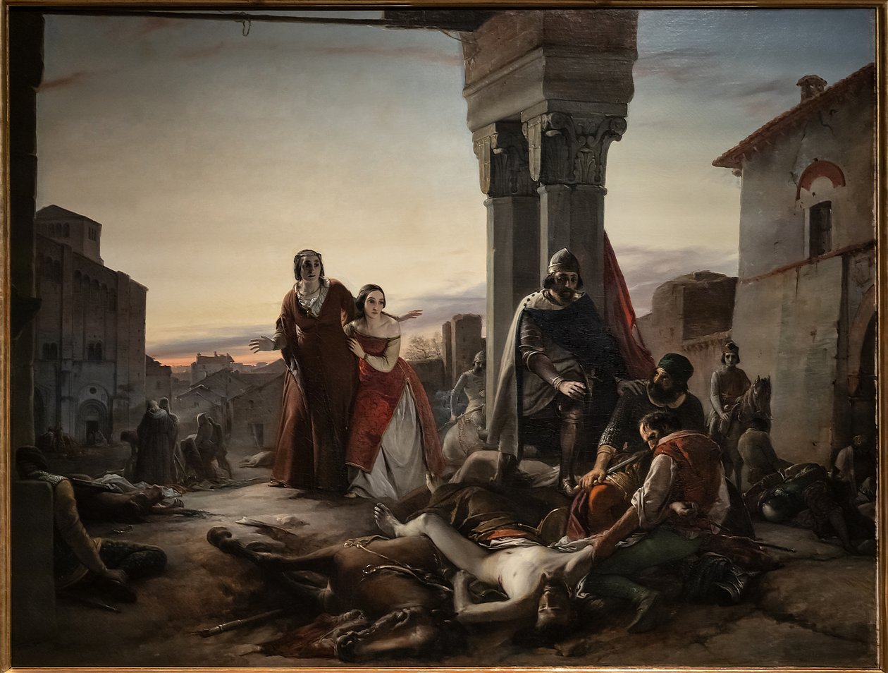 Ricciardino Langoscos mor letar igenom liket av sin son som dödades under erövringen av Pavia i händerna på Matteo Visconti 1315 av Pasquale Massacra