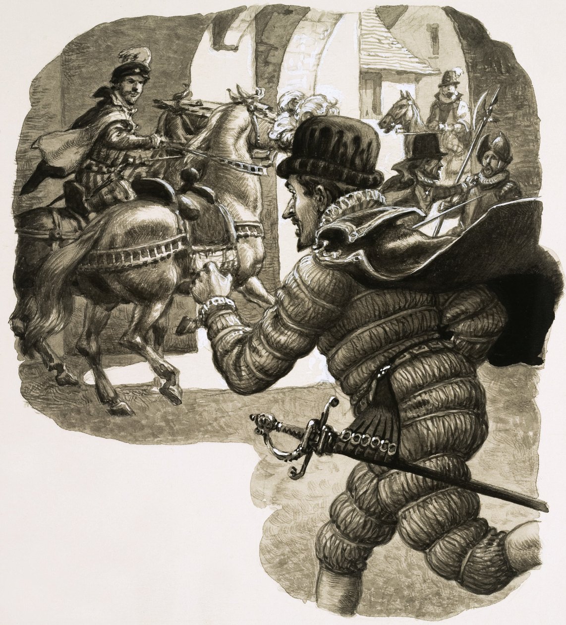 Klädd som en av sina undersåtar smög kung Henrik III ut ur Krakow av Pat (1907 95) Nicolle