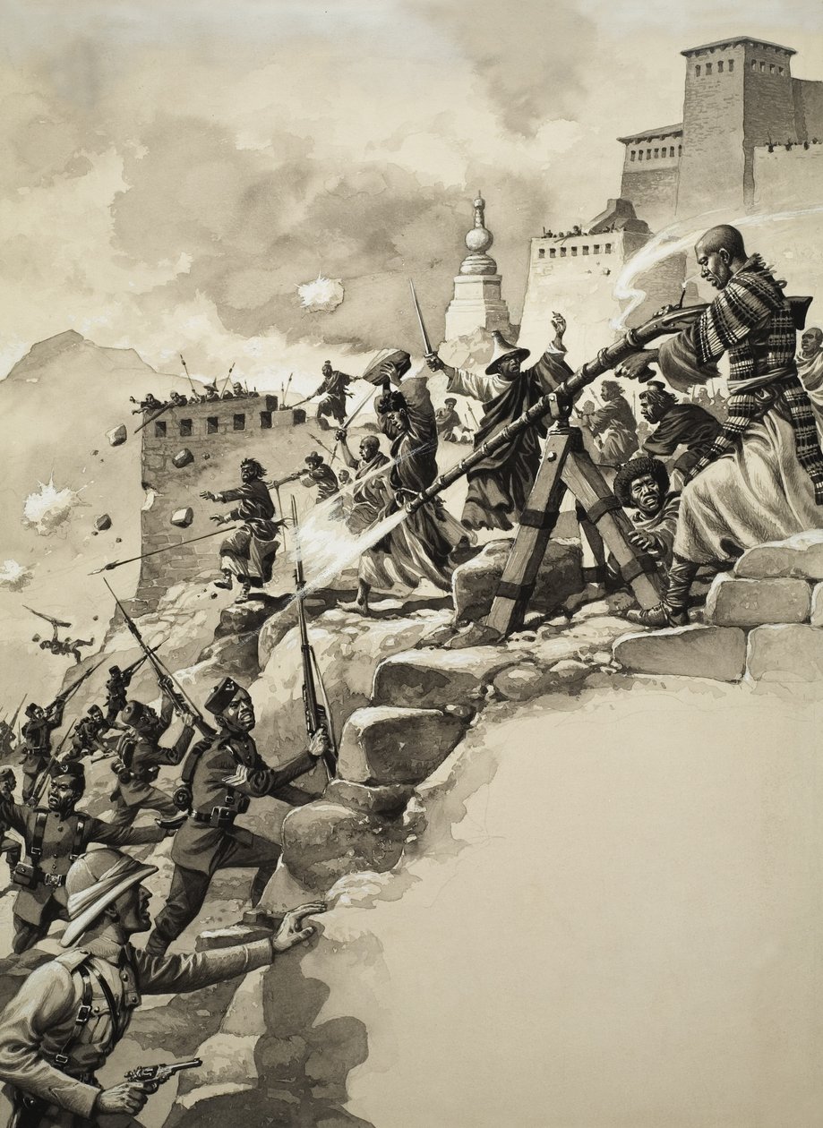 Final Assault on Tibet (gouache på papper) av Pat (1907 95) Nicolle