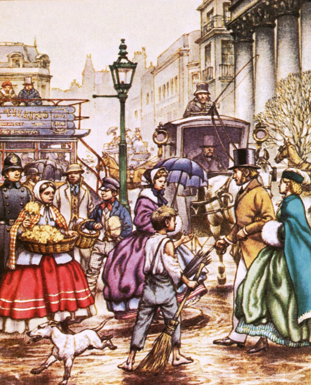 Typisk gatuscen från London på 1860-talet av Pat (1907 95) Nicolle