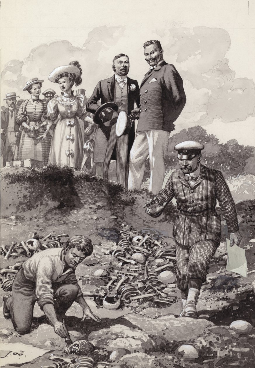Wilhelm II besöker Visby-utgrävningarna på Gotland 1905 (gouache på papper) av Pat (1907 95) Nicolle