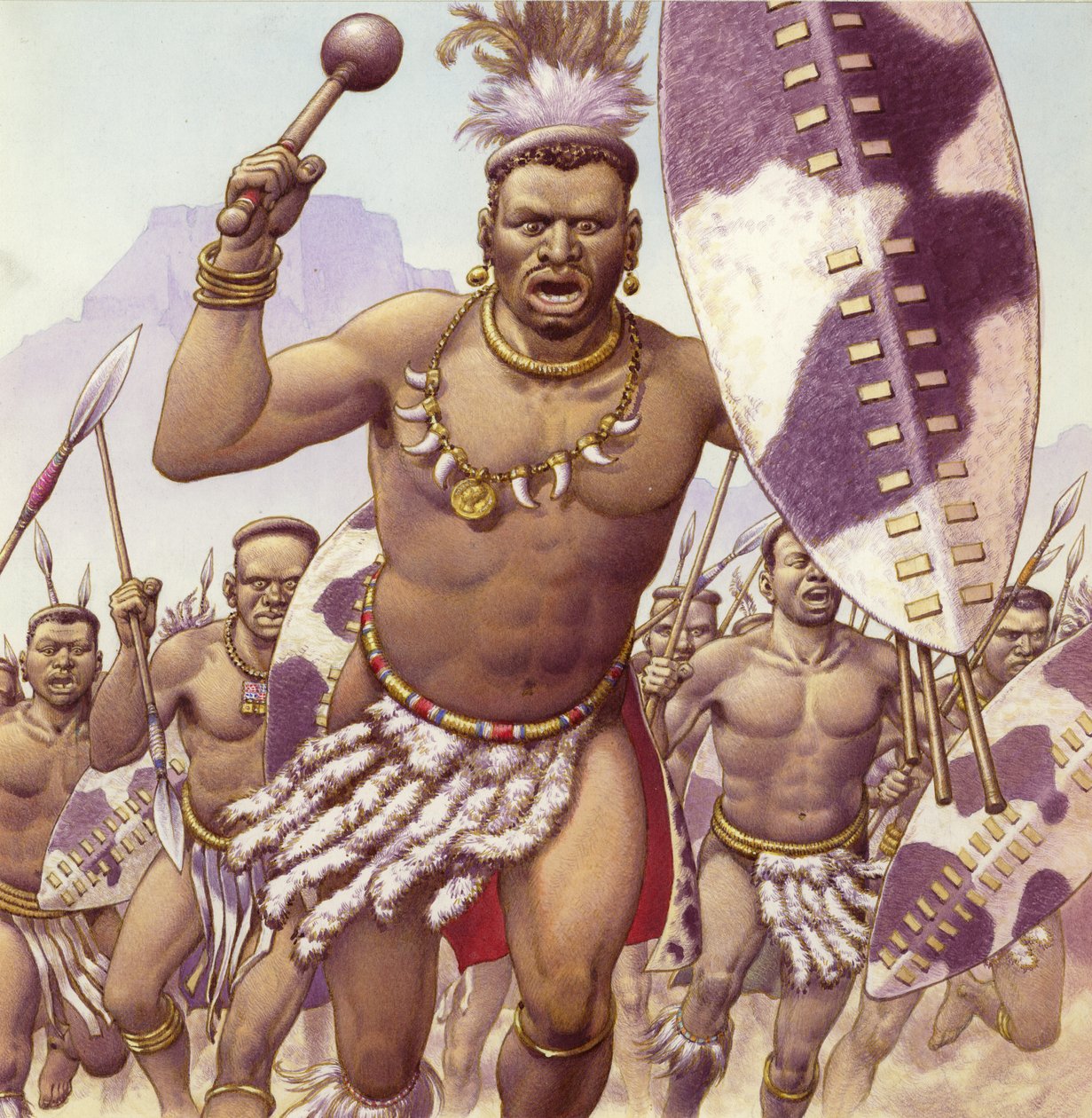 Zulukrigare (gouache på papper) av Pat (1907 95) Nicolle