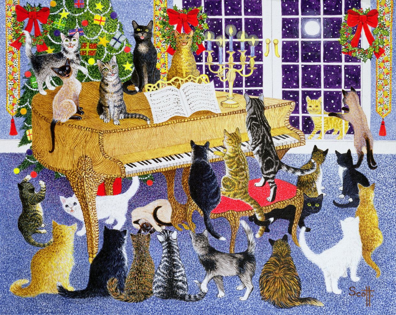 Christmas Chorus (akryl på duk) av Pat Scott