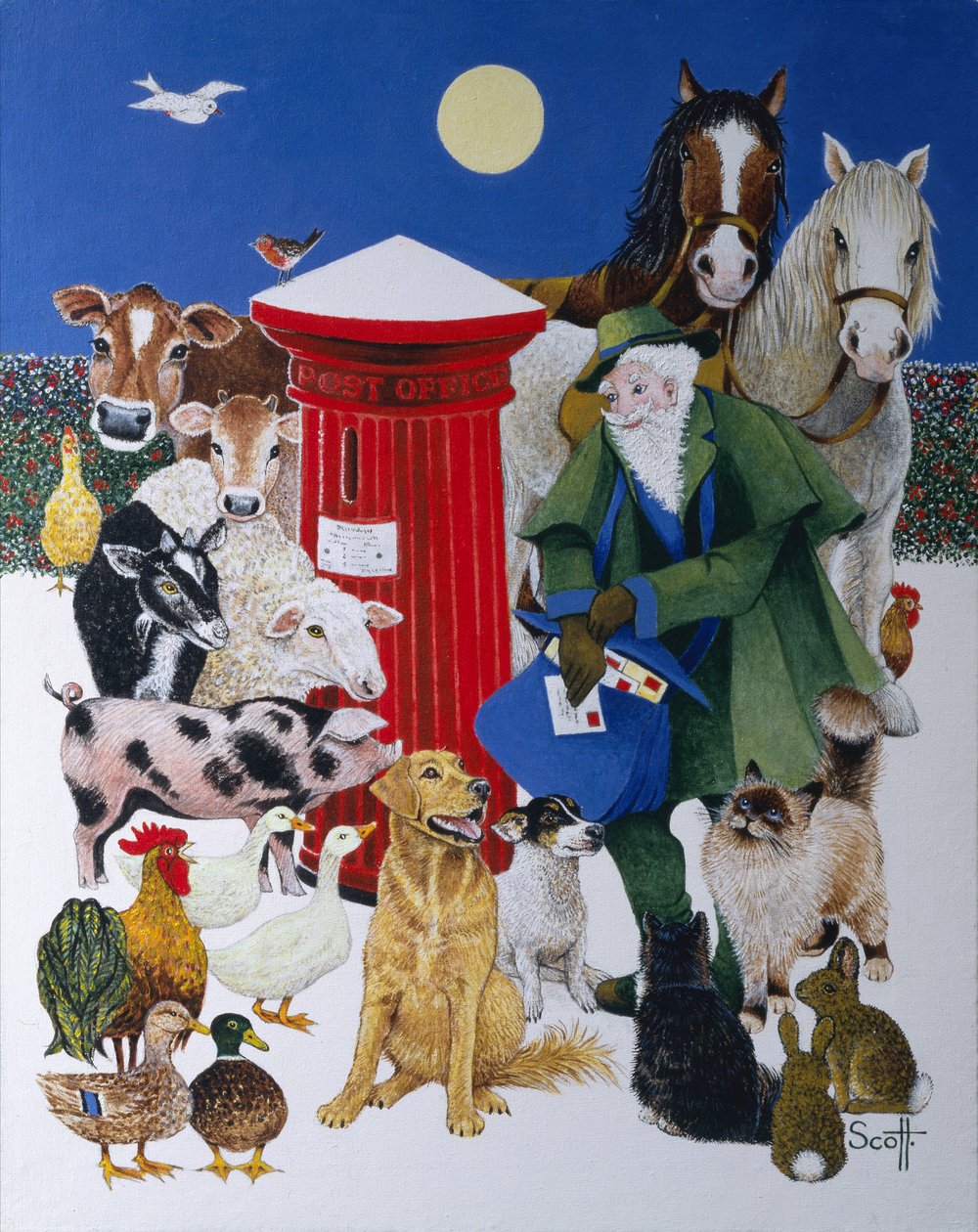 Christmas Post (olja på duk) av Pat Scott
