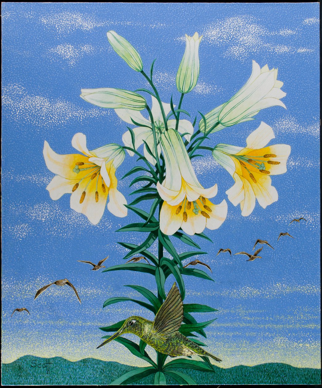 Early Birds, 2011 (akryl på calico) av Pat Scott