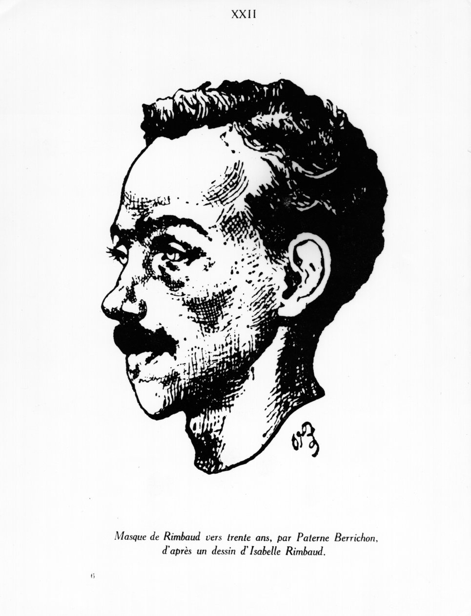 Porträtt av Arthur Rimbaud (1854-91) efter en teckning av Isabelle Rimbaud (f.1860) efter 1891 av Paterne Berrichon