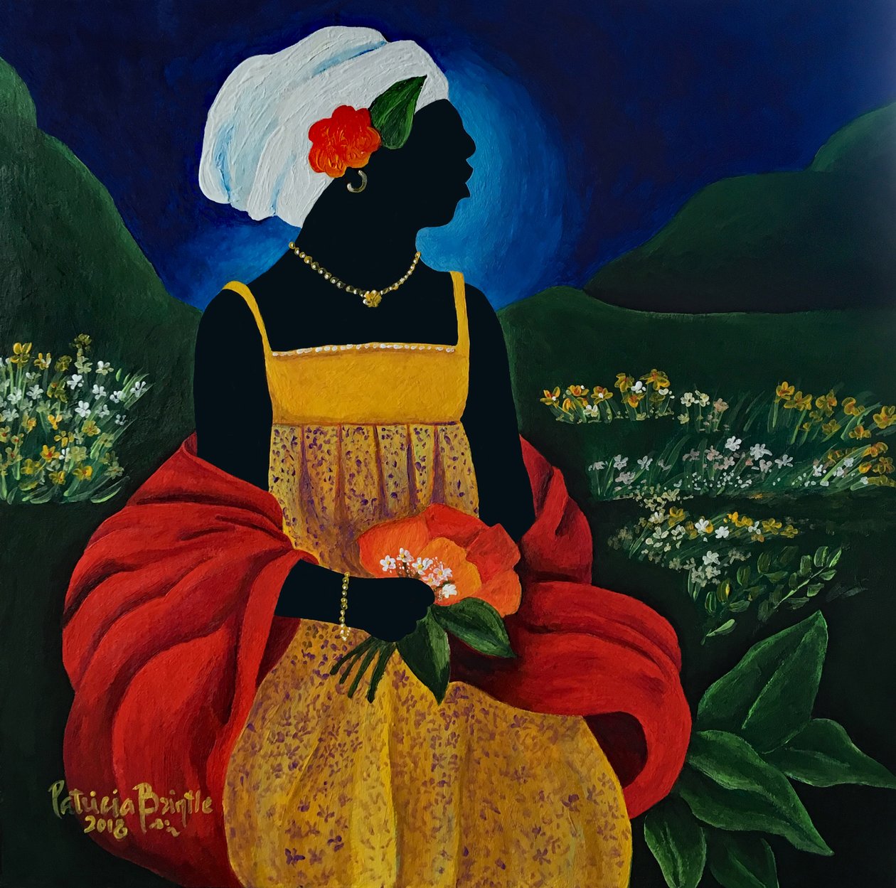 Abigail, 2018 (akryl på trä) av Patricia Brintle