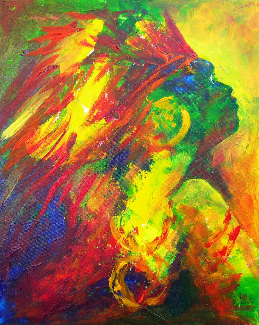 Guatiguana the Taino, 2011 (akryl på duk) av Patricia Brintle