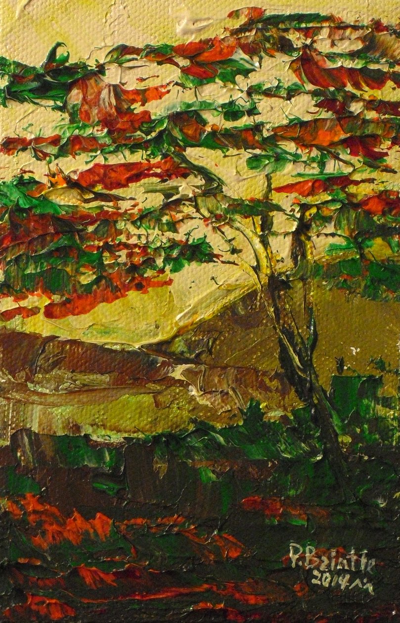 Flamboyant en fleur, 2014 (akryl på duk) av Patricia Brintle