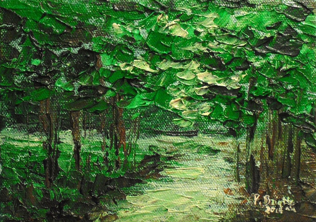 Om träden kunde tala, 2014 (akryl på duk) av Patricia Brintle
