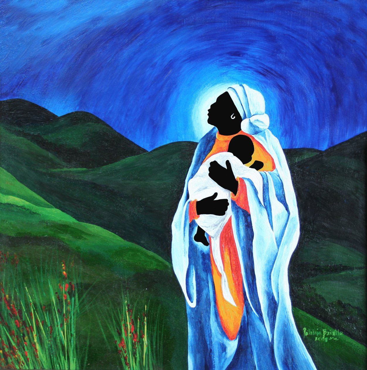 Madonna och barn - Hope for the world, 2008 (akryl på trä) av Patricia Brintle