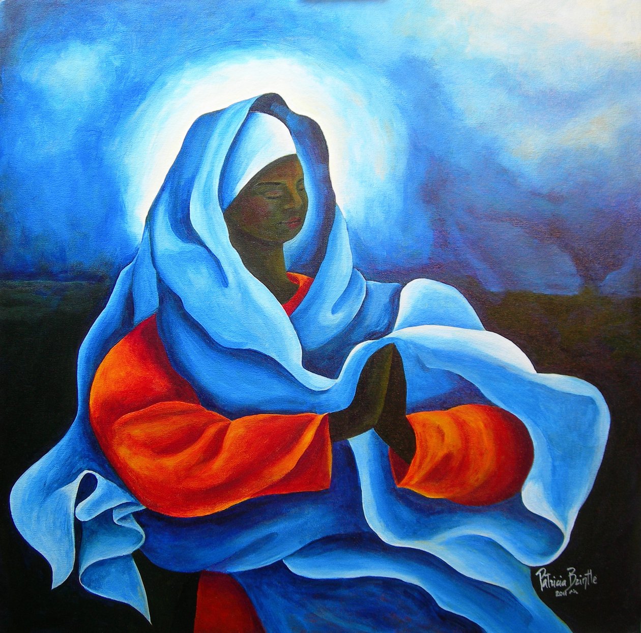 Mary in the Storm, 2011 (akryl på duk) av Patricia Brintle