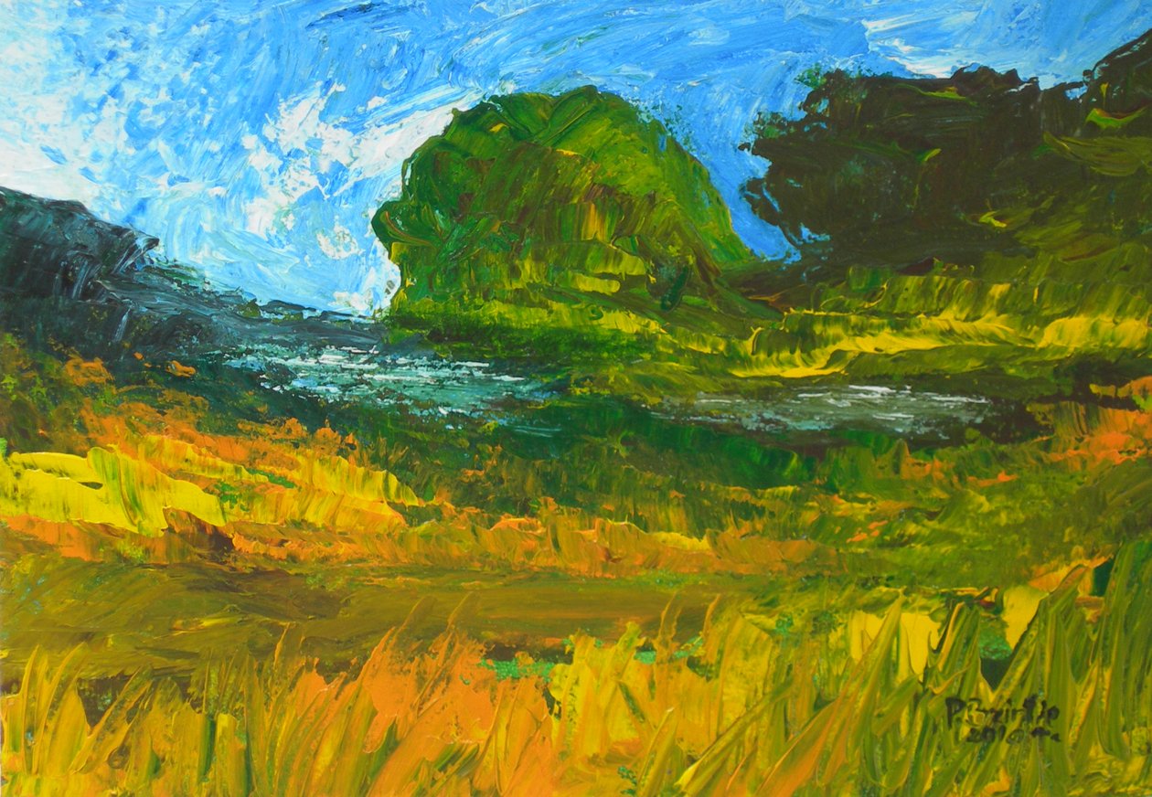 Riviere de Bainet, 2010 (akryl på trä) av Patricia Brintle