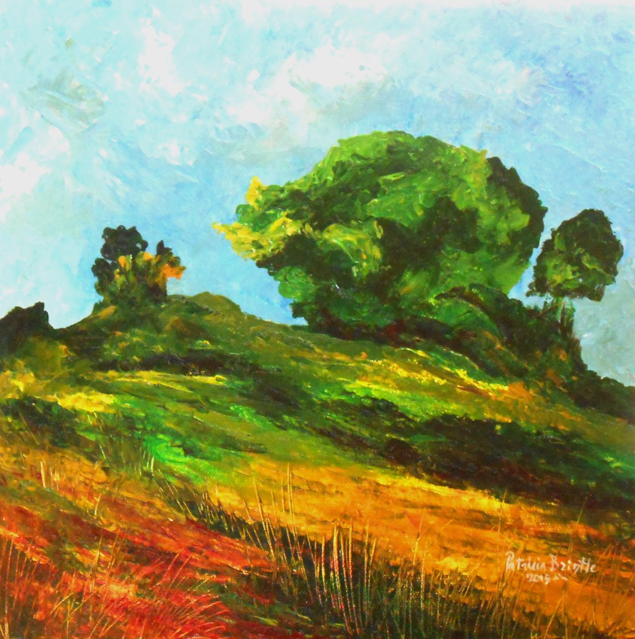 Road to Mayette, 2015 (akryl på duk) av Patricia Brintle