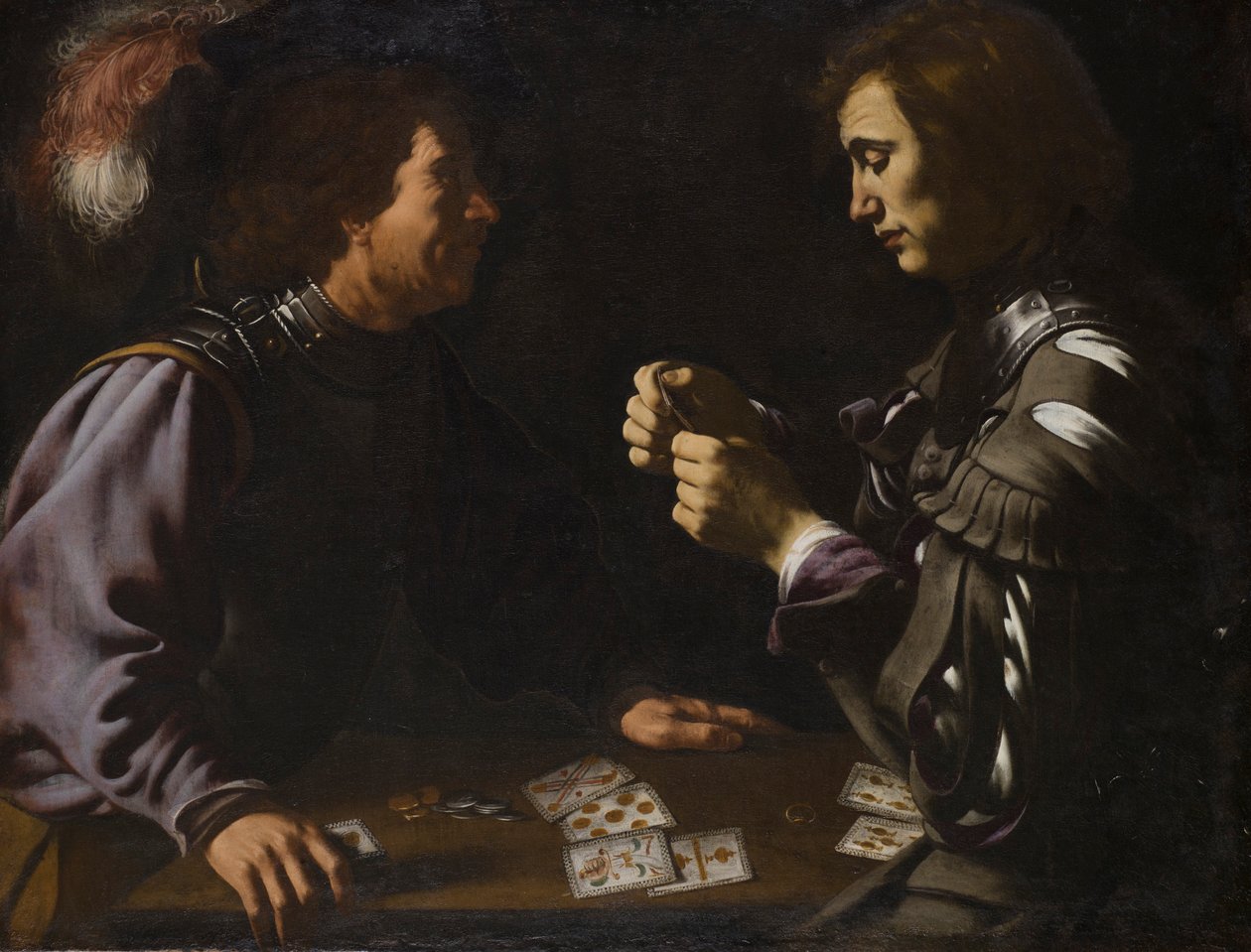 "The Gamblers", eller "Card Players", målning av Antiveduto Grammatica i Apsley House, London. av Patricia Payne