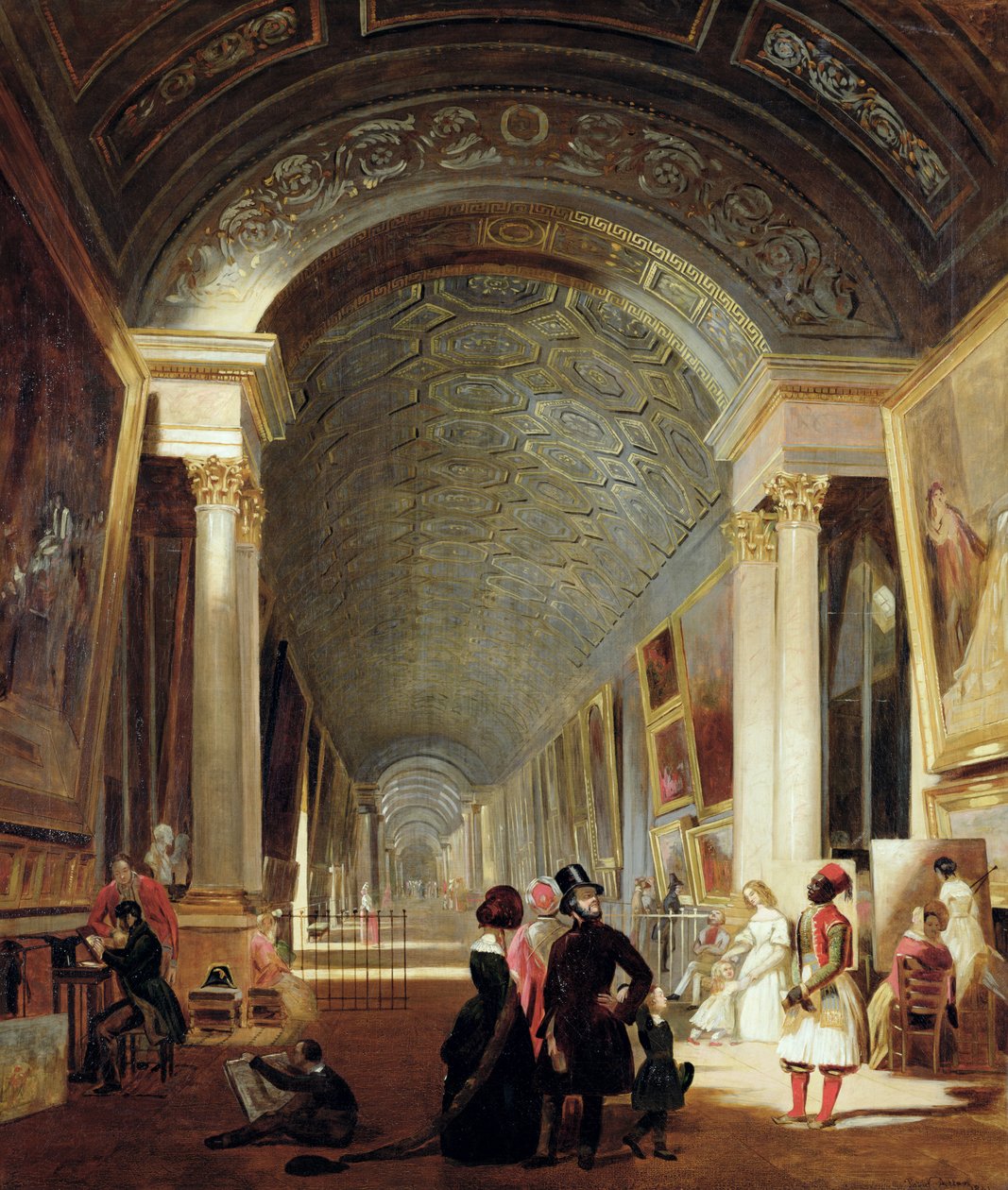Utsikt över Grande Galerie of Louvren, 1841 av Patrick Allan Fraser