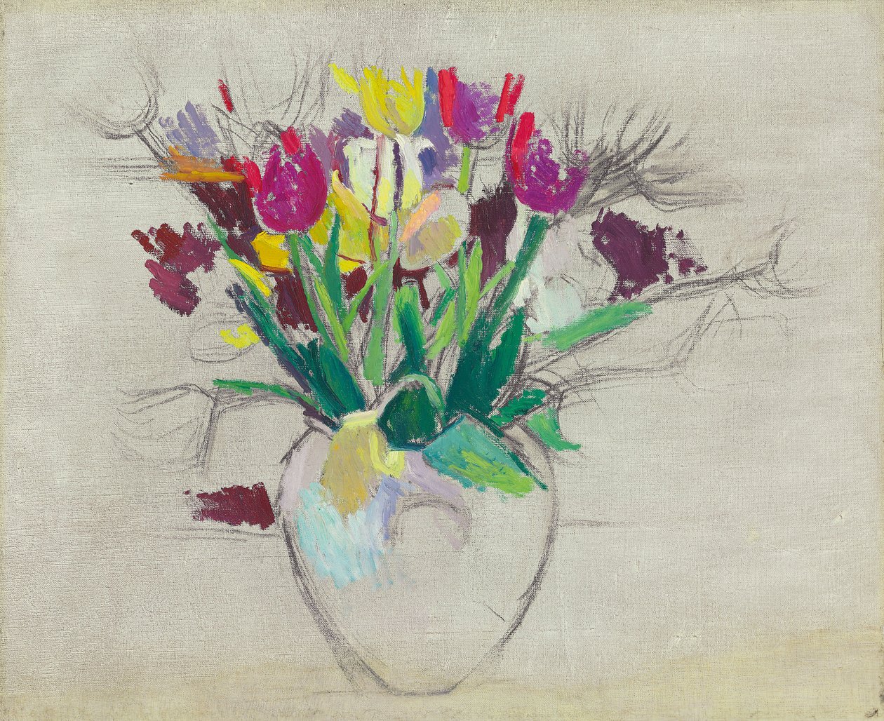 Stilleben med blommor (olja på duk) av Patrick Henry Bruce
