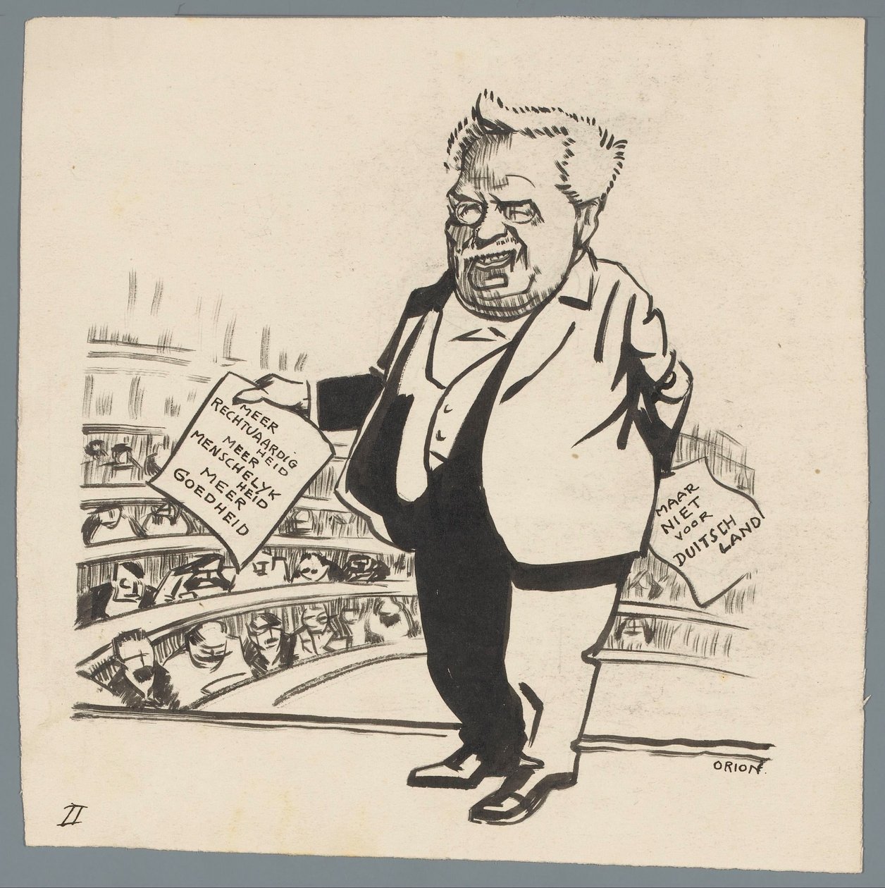 Strikt behandling av Tyskland Mer rättvisa, mer mänsklighet, mer godhet / men inte för Tyskland (titel på objekt) av Patricq Kroon (signed by artist)