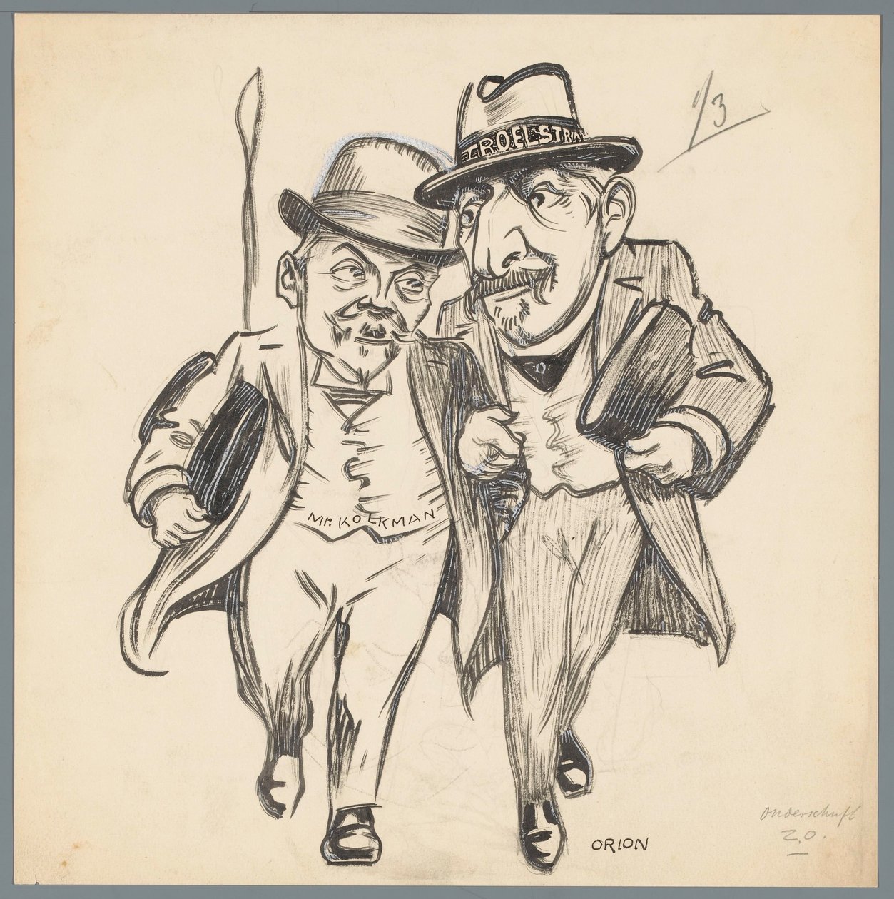 Troelstra och Kolkman Romantisk kärlek vid författningsreformen (titel på objekt) av Patricq Kroon (signed by artist)