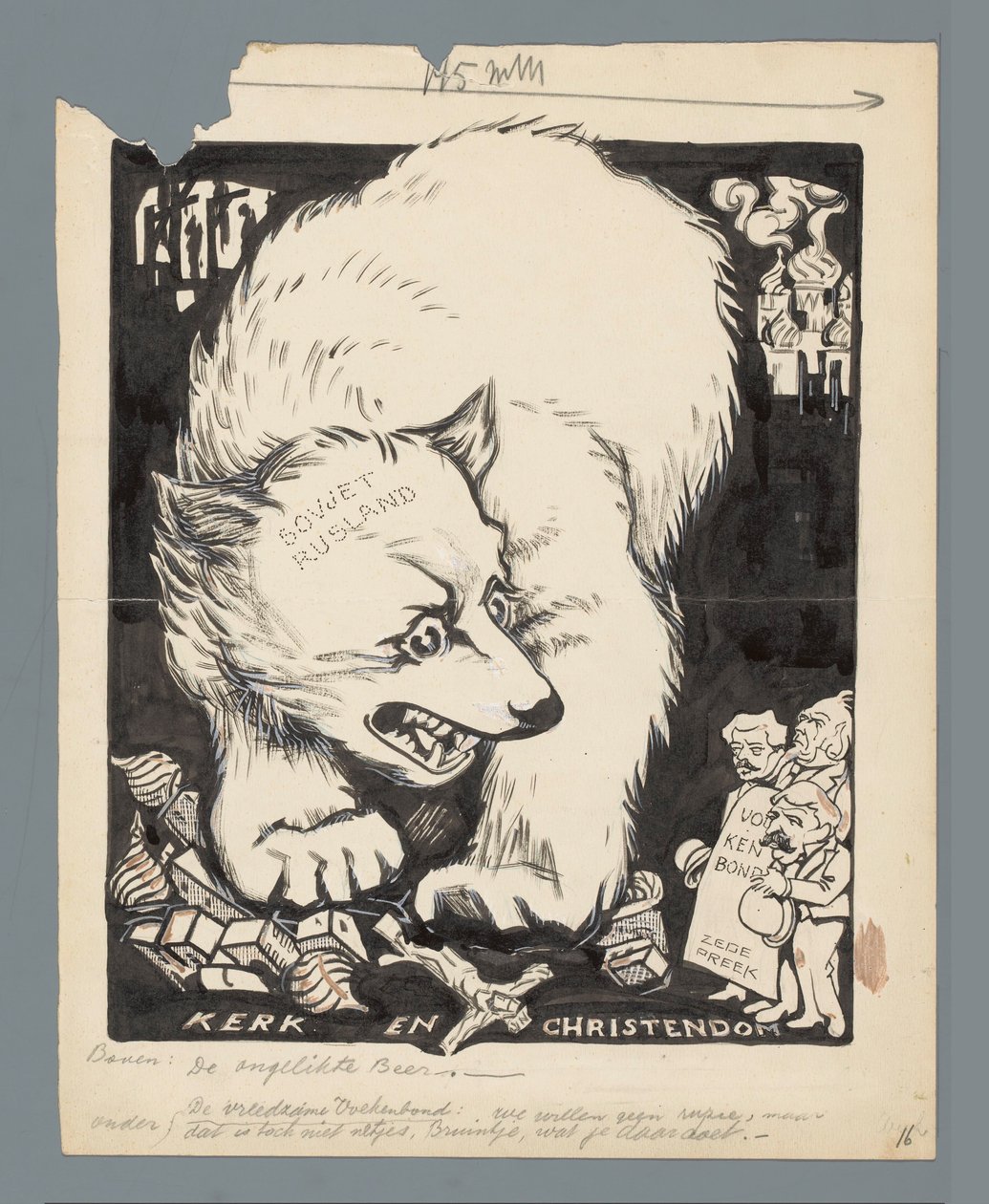 Rysk björn förstör kyrkorna The Unlicked Bear (titel på objekt) av Patricq Kroon