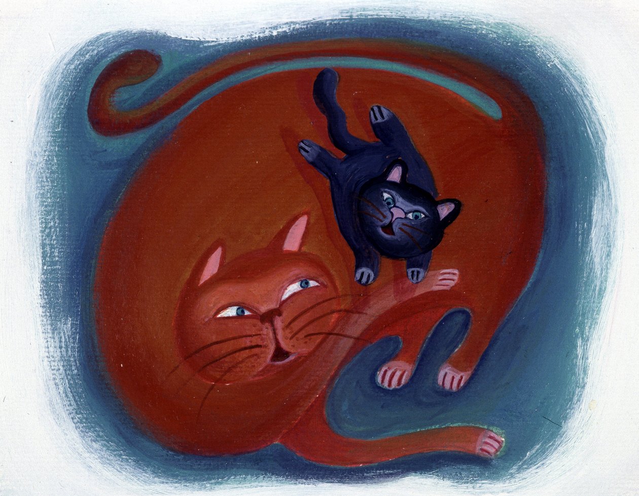 Katt och kattunge - illustration av Patrizia La Porta av Patrizia La Porta