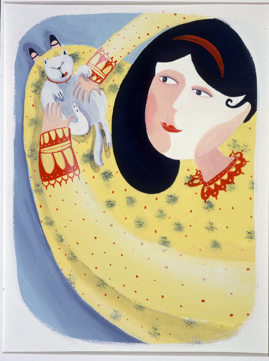 Ung kvinna som klappar sin katt - illustration av Patrizia La Porta av Patrizia La Porta