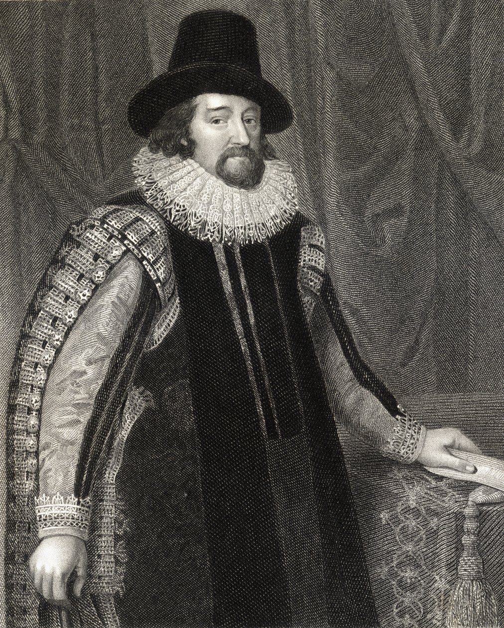 Porträtt av Francis Bacon (1561-1626) Viscount St Albans, från "Lodge
