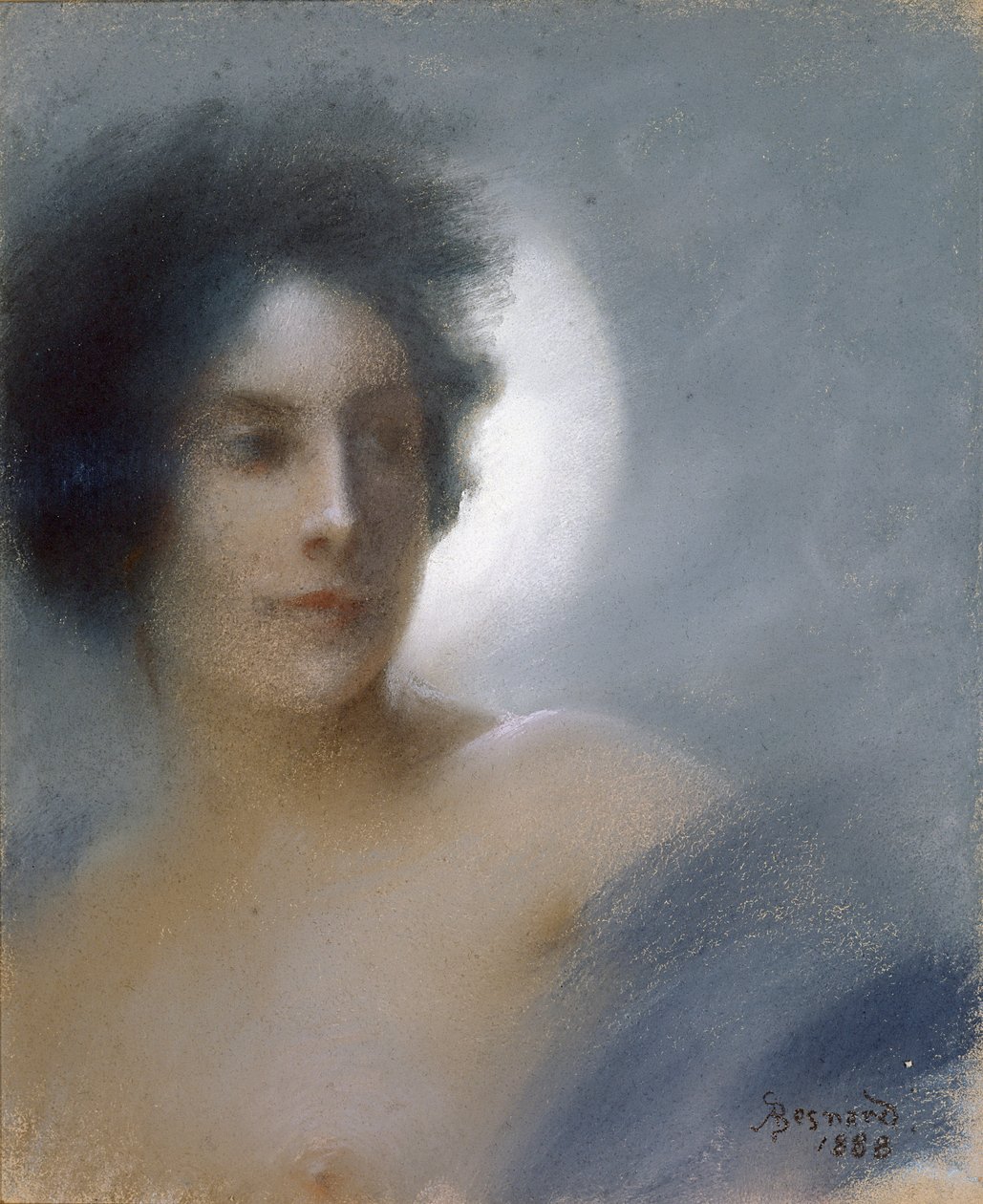 Kvinna med en halvmåne eller, förmörkelsen, 1888 (pastell på papper) av Paul Albert Besnard