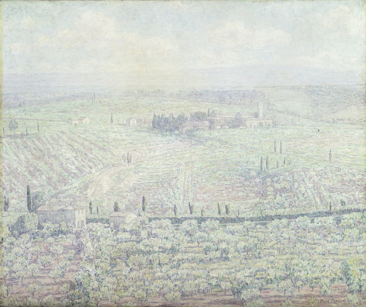 Ett kuperat toskanskt landskap på morgonen av en solig sommardag, c.1930 av Paul Baum
