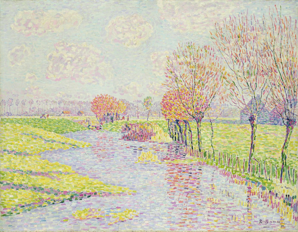 Holland på senhösten, Landskap med pilträd på vatten, 1904 av Paul Baum