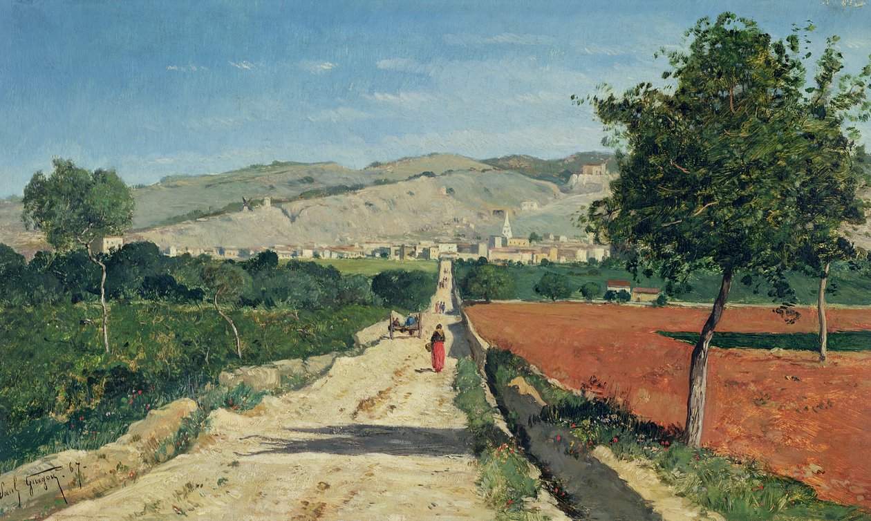 Landskap i Provence. Utsikt från Saint-Saturnin-d