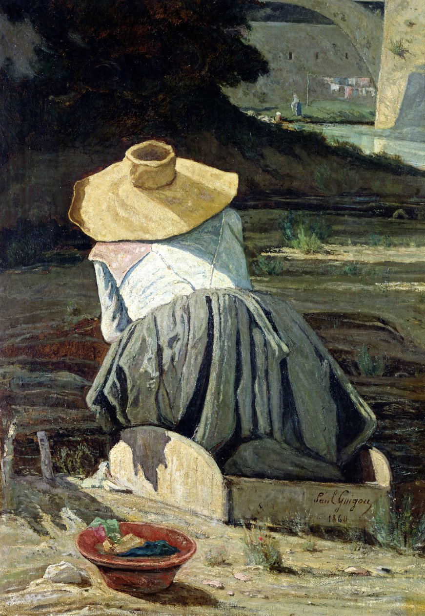 Tvättare vid floden, 1860 av Paul Camille Guigou