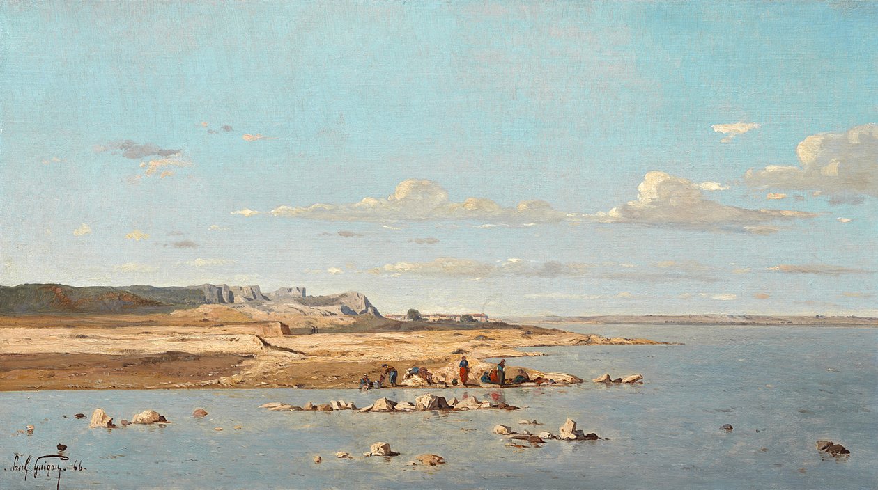 Tvättkvinnor på stranden av Durance, 1866 av Paul Camille Guigou