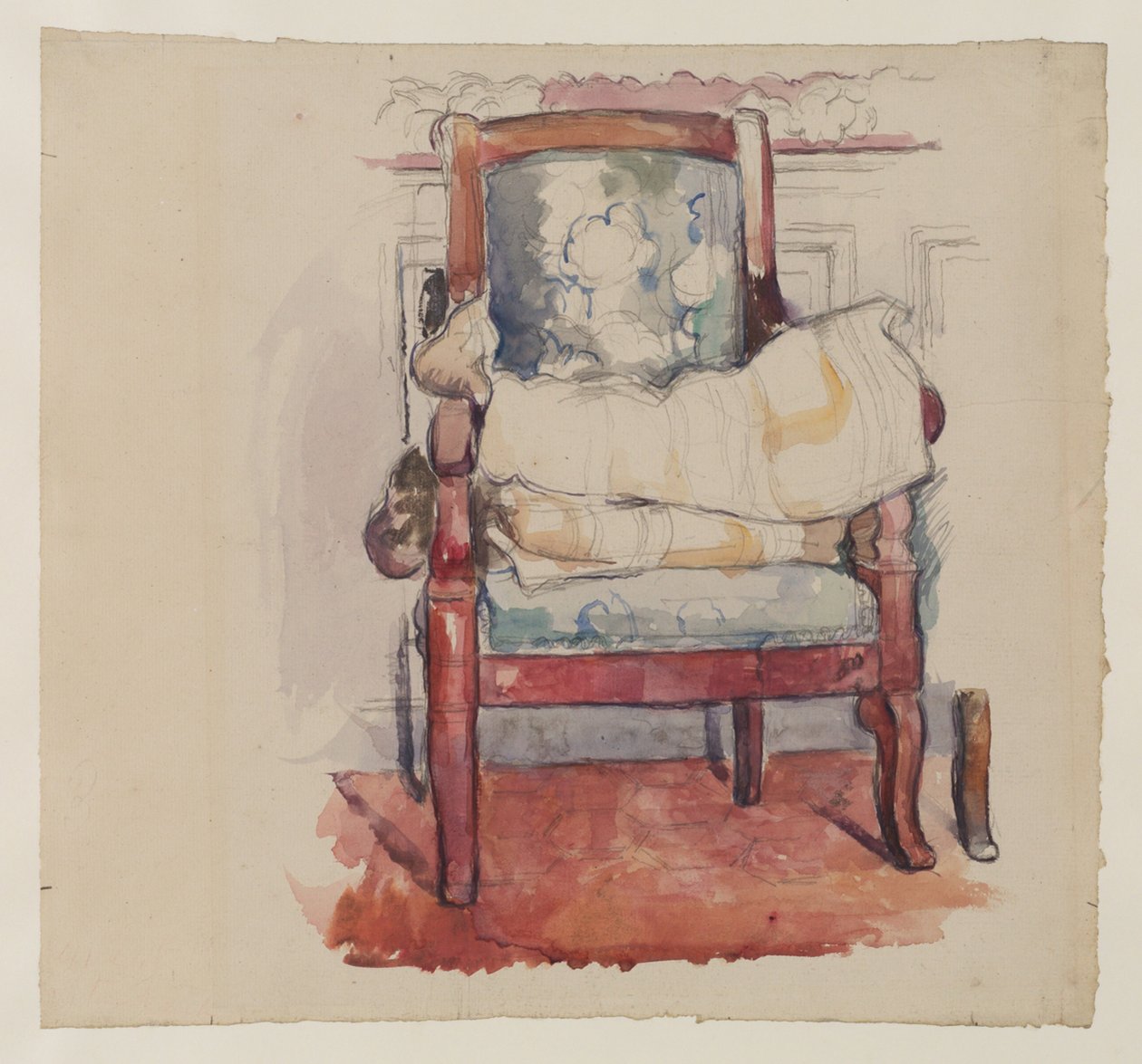 Fåtölj, 1885-90 (penna, wc & gouache på papper) av Paul Cézanne