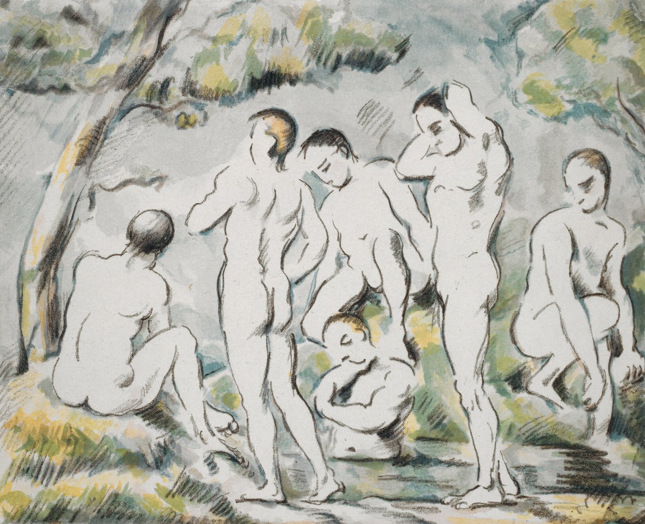 Badgästerna, Liten tallrik, 1896-97 av Paul Cézanne