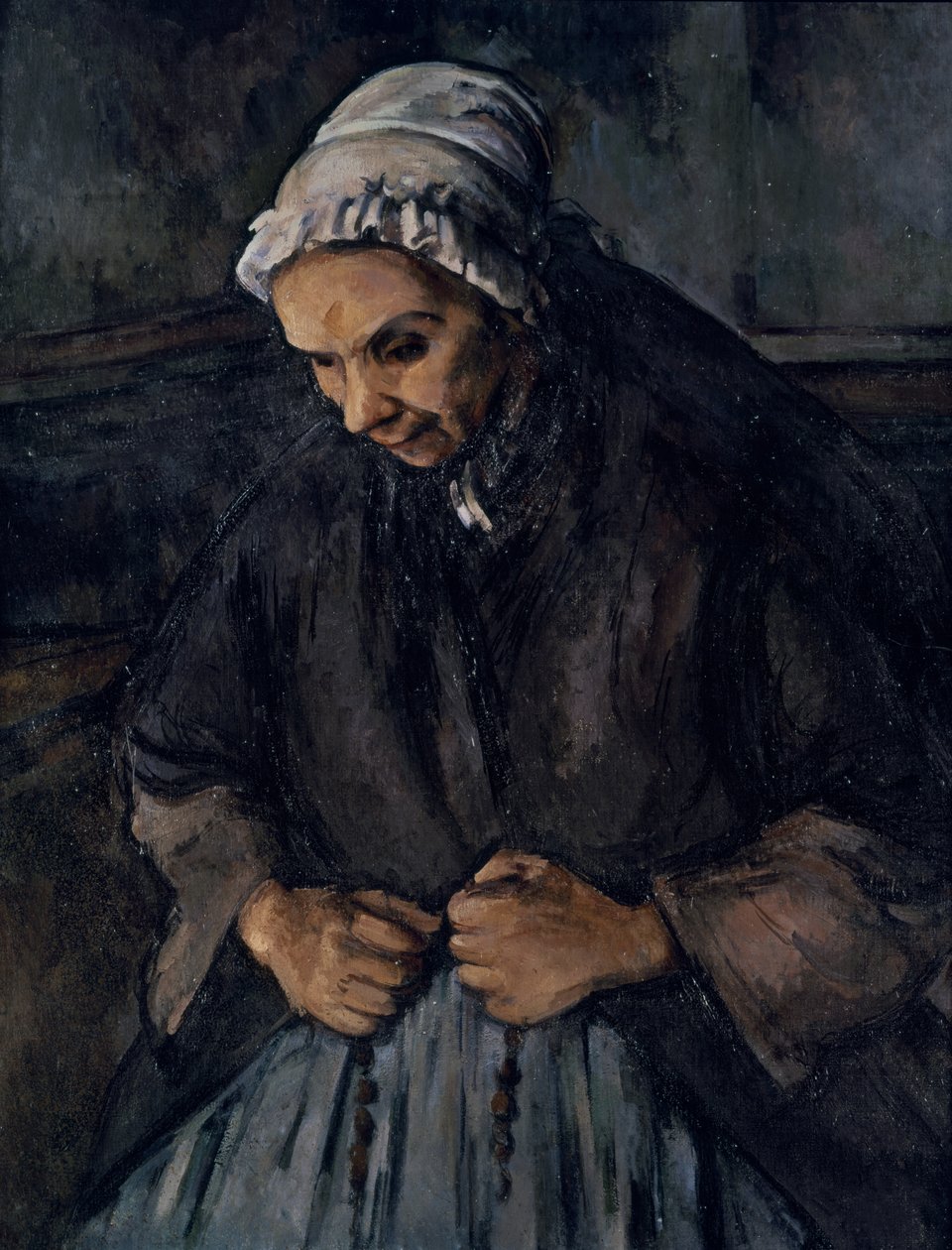 Gammal kvinna med rosenkrans, ca 1896 av Paul Cézanne