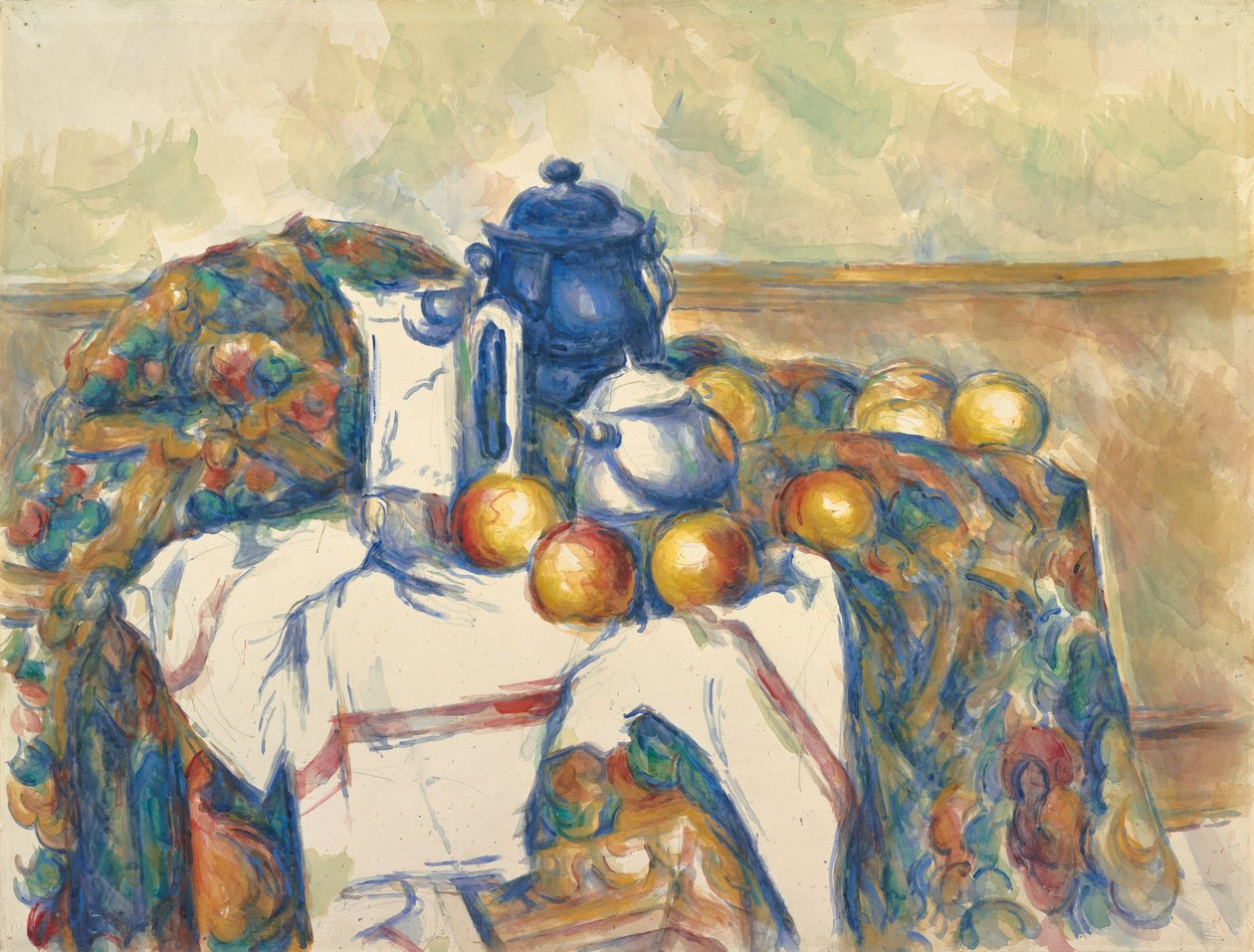 Stilleben med blå kruka, ca 1900 (akvarell över grafit) av Paul Cézanne