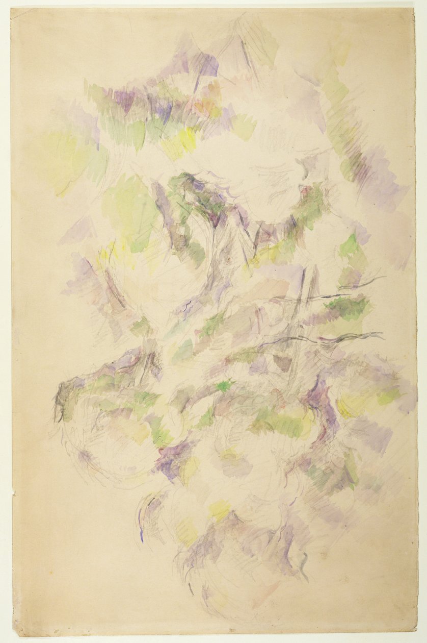 Studie för träd (penna och wc) av Paul Cézanne