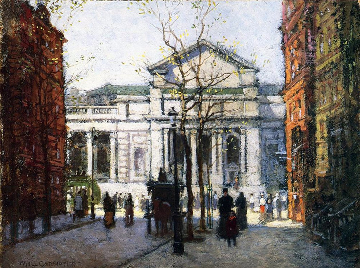 New York Library av Paul Cornoyer