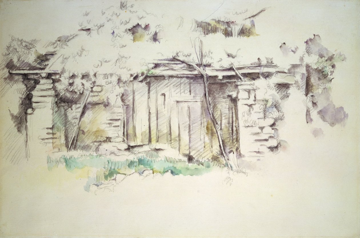 A Shed, ca 1880 (penna och wc) av Paul Cézanne