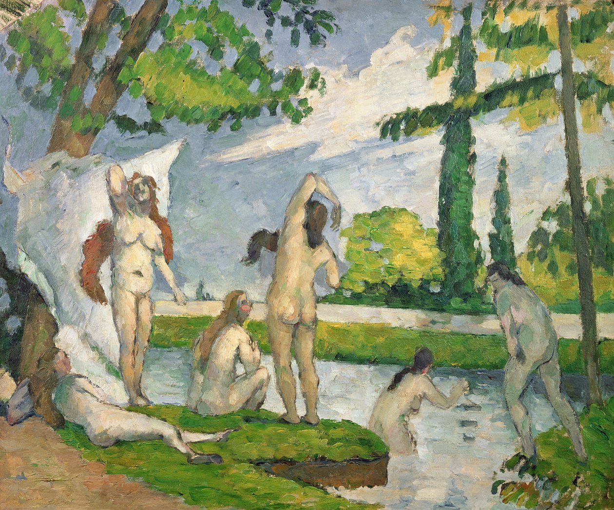 Badande, ca 1873-77 av Paul Cézanne