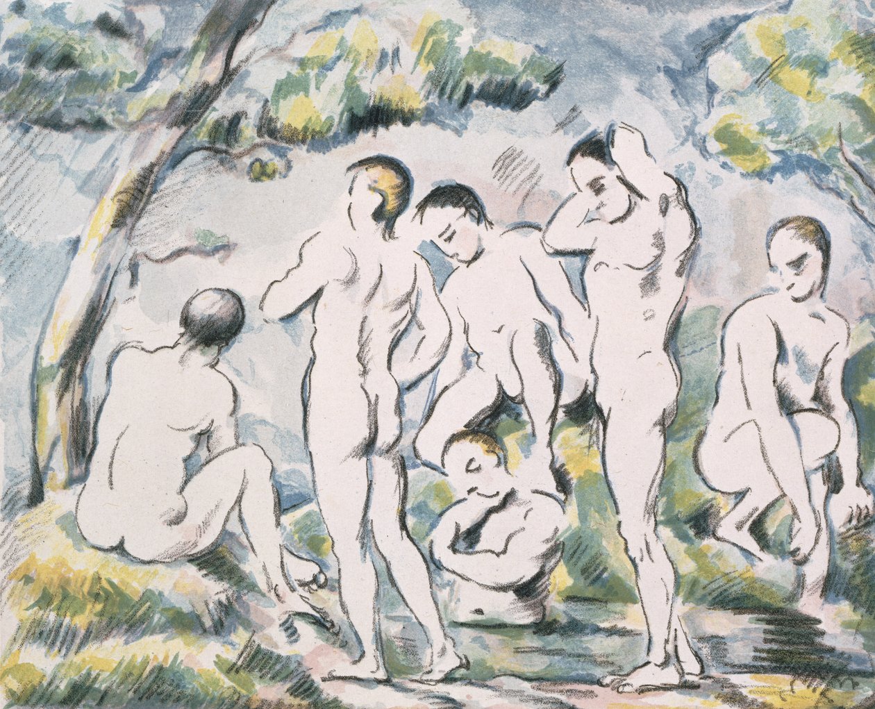 Badande i ett landskap, 1898 av Paul Cézanne