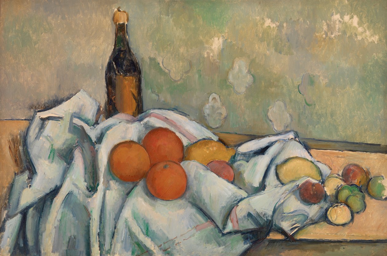 Flaska och frukter, c.1890 av Paul Cézanne