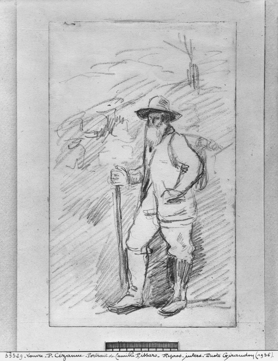 Camille Pissarro (sort bly på papir) swed av Paul Cézanne