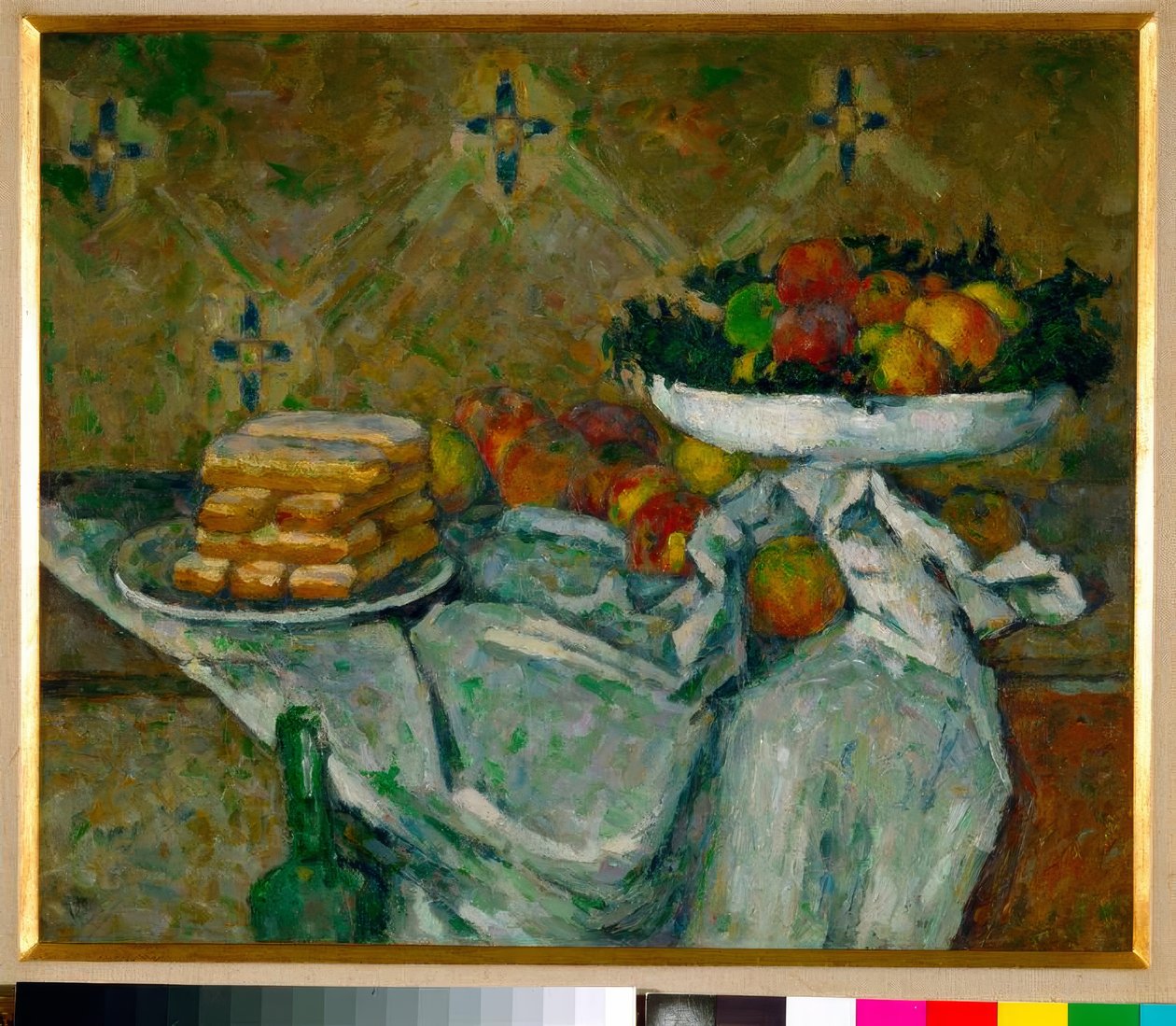 Fruktskål och kexplatta av Paul Cézanne